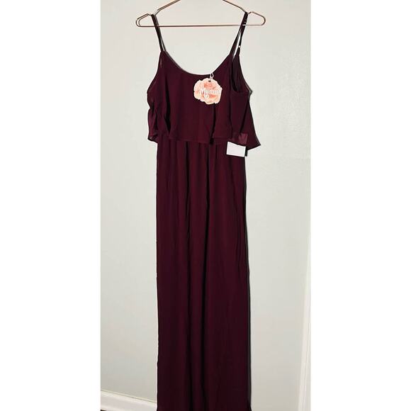 NWT Show Me Your Mumu Caitlin Ruffle Merlot Chiffon Maxi Dress Size Small - Picture 3 of 11
